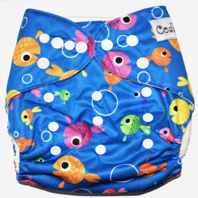 

Coddle Pocket Cloth Diaper plus a Bamboo Insert- Fish World, Multicolor