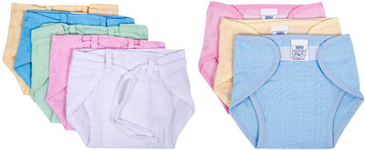 

Baby Joy New Just Born Muslin Double Cloth Nadi & Velcro Washable Reusable Padded Cushioned Diaper/Langot Nappies Mini,(0-3months, Multicolor