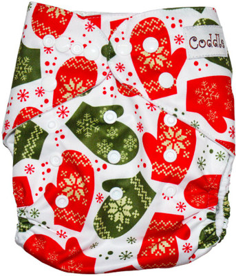 

Coddle Pocket Cloth Diaper Plus A Microfiber Insert, Christmas Special, Red;white