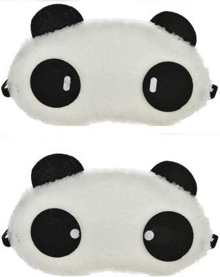 Jonty Round Cylinder Panda Travel Sleep Cover Blindfold (Pack of 2) Eye Shade(Multicolor)