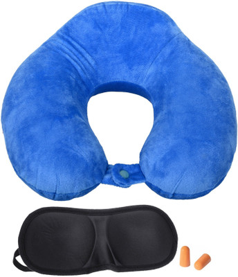 

Lifestyle-You Imported Memory Foam with elevated headrest Neck Pillow & Eye Shade(Blue)