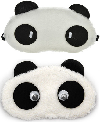 

Jonty Cylinder Eyes Panda Travel Sleep Cover Blindfold (Pack of 2) Eye Shade(White)