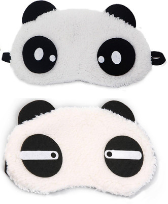 

Jonty Straight Dot Panda Travel Sleep Cover Blindfold (Pack of 2) Eye Shade(White)