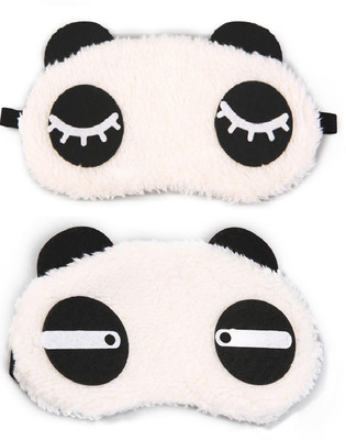 

Jonty Straight Eyelashes Panda Travel Sleep Cover Blindfold (Pack of 2) Eye Shade(White)