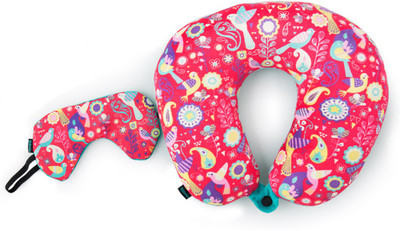 

Chumbak Paisley Birds Travel Pillow With Eye Mask Neck Pillow & Eye Shade(Teal), Blue