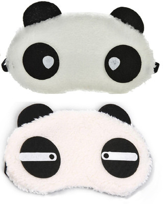 

Jonty Straight Water Drop Panda Travel Sleep Cover Blindfold (Pack of 2) Eye Shade(White)