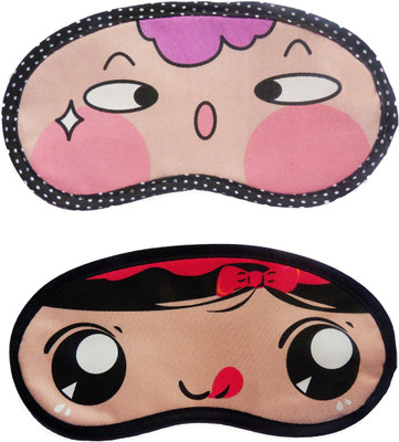 

Jonty PinkCheek-RedRibbon Cartoon Travel Sleeping Eye Cover Blindfold (Pack of 2) Eye Shade(Multicolor)