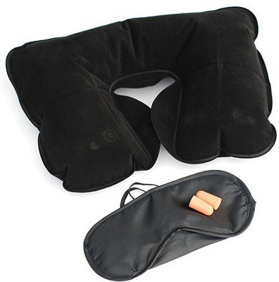 

Basicare Travel Sleeping Kit, Neck Pillow & Eye Shade(Black)