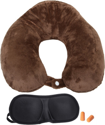 

Lifestyle-You Imported Memory Foam with elevated headrest Neck Pillow & Eye Shade(Brown)