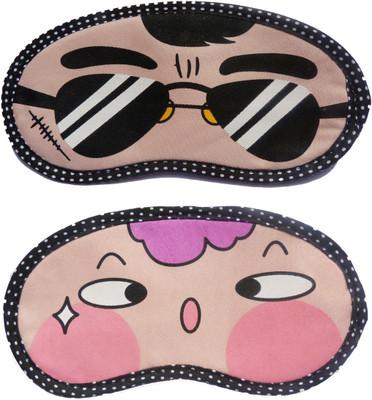 

Jonty BlackSpecs-PinkCheek Cartoon Travel Sleeping Eye Cover Blindfold (Pack of 2) Eye Shade(Multicolor)