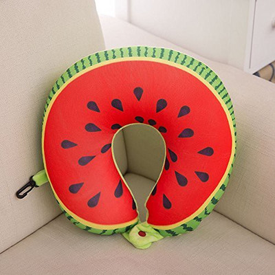 

AllExtreme U Shape Fruit Design Soft Beads Cervical Cushion Neck Pillow(Sleeping, Driving, Flights and Work( Water Melon))