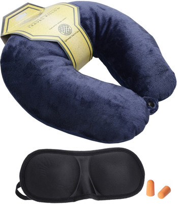 

Lifestyle-You TA15A_DRKBLUE Neck Pillow & Eye Shade(Navy Blue), Black;navy blue
