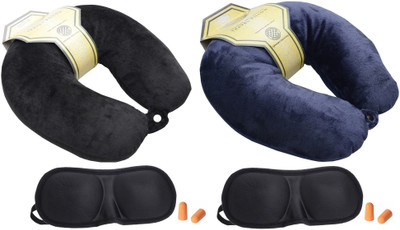 

Lifestyle-You TA15B Two Sets Neck Pillow & Eye Shade(Navy Blue, Black), Black;navy blue