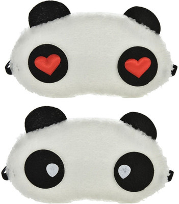 

Jenna Water Red Heart Panda Travel Sleep Cover Blindfold (Pack of 2)(2 g)