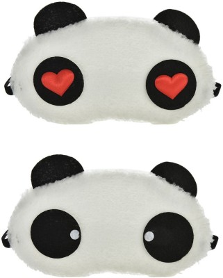 Jonty Round Red Heart Panda Travel Sleep Cover Blindfold (Pack of 2) Eye Shade(Multicolor)