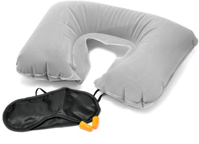 

Lavi Use & Fold Neck Pillow & Eye Shade(Gray, Black), Black;grey