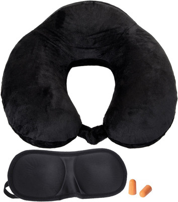 

Lifestyle-You Imported Memory Foam with elevated headrest Neck Pillow & Eye Shade(Black)