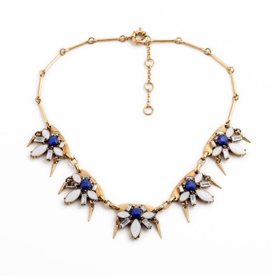 

Oomph Gold, Blue & White Crystal Fashion Jewellery for Women, Girls & Ladies Metal Necklace