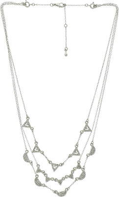 

Fabula White & Silver Multi layer Zircon AD CZ Diamond Jewellery for Women, Girls & Ladies Metal Necklace