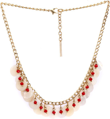 30% OFF on Trinketbag Red Glass Fasitated Bead And Shell Hanging Alloy Necklace
