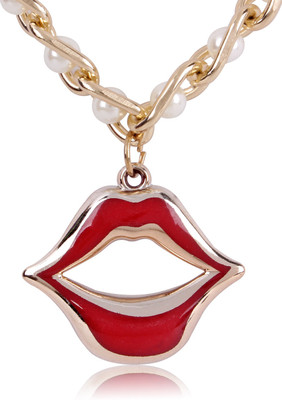 70% OFF on Cinderella Collection By Shining Diva Red Kissing Lips Pendant Alloy Necklace 70% OFF on Cinderella Collection By Shining Diva Red Kissing Lips Pendant Alloy Necklace