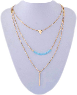 

Joovaa 3 layered Blue beads Gold-plated Plated Metal Necklace
