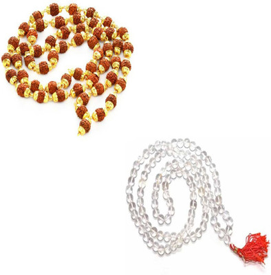 

11 Girls 100% Original Nepal Rudraksha Mala in 4 mm size With Crystal Mala combo Wood, Crystal Necklace