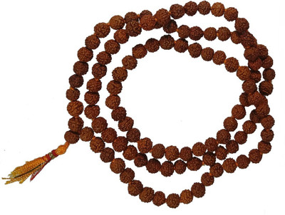 Moksha 100% Original Rudraksha Mala with 108 Beads in 7mm size. Silk Dori Chain