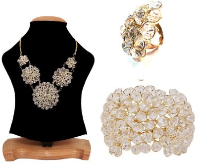 RENAISSANCE TRADERS White combo Beads, Pearl, Crystal Gold-plated Plated Crystal, Plastic Necklace Set