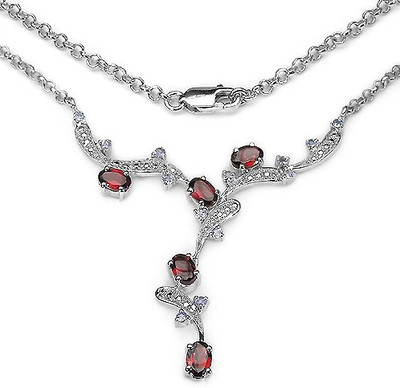 

Johareez 3.64CTW .925 Sterling Silver Garnet Necklace Garnet Rhodium Plated Sterling Silver Necklace