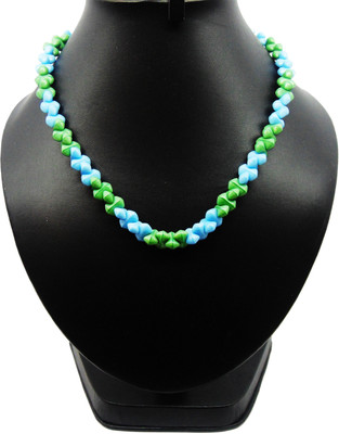 61% OFF on Bling N Beads Turquoise And Melachite Color Interlocked Glass Necklace