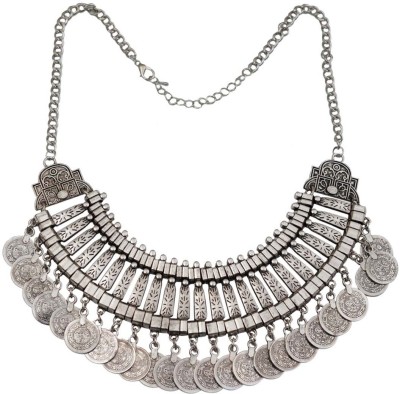 Taj Pearl Tribal Gypsy Silver Plated Alloy Necklace