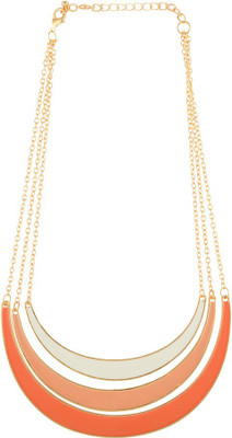 

Aaishwarya White N Orange Layered Bib Alloy Necklace
