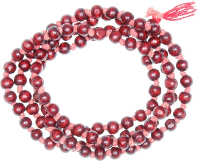 Jaipur Gems And Handicrafts Red Chandan Mala 108+1 Beads Prayer Rosary Wood Necklace