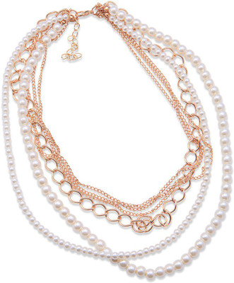 

SENECIO™ Korean Fashion Delicate Chains Multi-Layer Imitation Beaded Pearl Gold-plated Plated Alloy Necklace