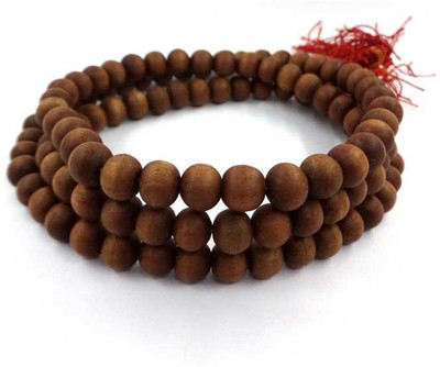 Sitare Natural Chandan 8 mm Sandalwood 108 Beads Mala Wood Chain