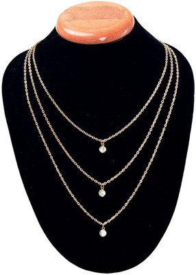 

Oomph Gold & White Multi layer Crystal Fashion Jewellery for Women, Girls & Ladies Metal Necklace