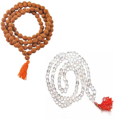 

11 Girls 100% Original Nepal Rudraksha Mala with 108 Beads in 5 mm size With Crystal Mala combo Wood, Crystal Necklace