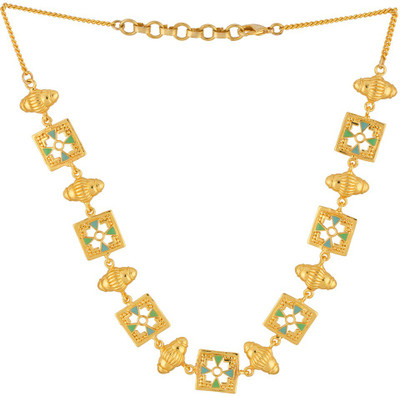 

Voylla Precious Enamel Textured Rhodium Plated Alloy Necklace