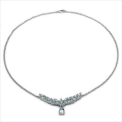 

Johareez Topaz Rhodium Plated Sterling Silver Necklace