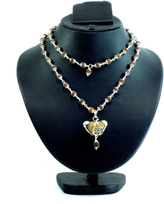 RGL Ek Mukhi Pendent with 5 Mukhi Rudraksha Silver Mala Silver Necklace