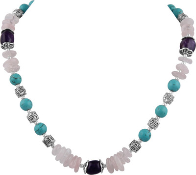 

Pearlz Ocean Quartz, Amethyst, Turquoise Alloy Necklace