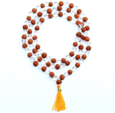 SHIVOHAM Sphatik Rudraksha Mala 108+1 Beads Dori Necklace