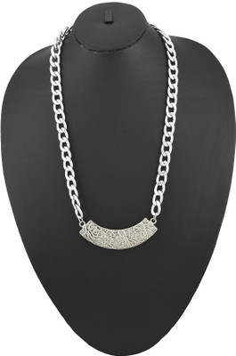 

High Trendz Designer Pendant With Long Chain Cubic Zirconia Sterling Silver Plated Alloy Necklace