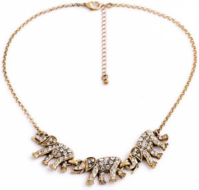 

WearYourFashion Three Elephants Crystal Alloy Necklace