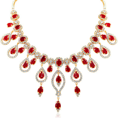48% OFF on Oviya Alloy, Brass Jewel Set(White, Red) 48% OFF on Oviya Alloy, Brass Jewel Set(White, Red)