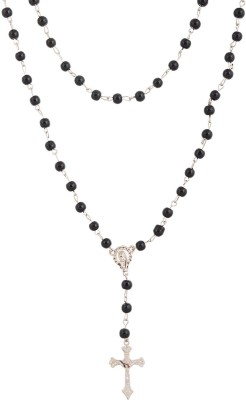 Weldecor Black Beads wit Cross Alloy Necklace