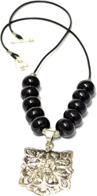 

Tangerine Agate Silver Plated Stone, Leather Necklace