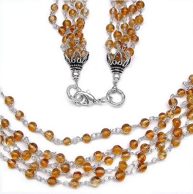 

Johareez 17.90 Grams Citrine Metal Bunch Necklace with Silver Caps Citrine Alloy Necklace