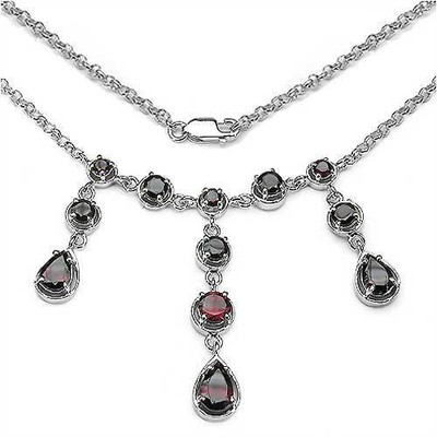 

Johareez Garnet Rhodium Plated Sterling Silver Necklace